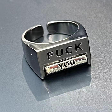 No.JEW2 Spoof FU*K/LOVE Ring Rotatable Interactive Ring