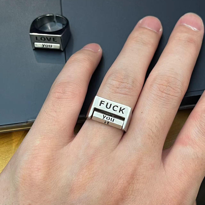 No.JEW2 Spoof FU*K/LOVE Ring Rotatable Interactive Ring